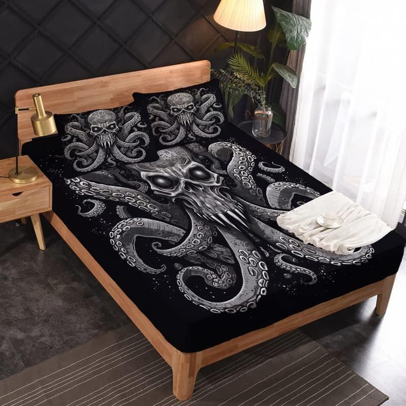 Miniatura 2 de Octopus Sheets - Juego de sábanas de tamaño California King, sábanas de cama Kraken, microfibra suave y bolsillo profundo, sábanas y fundas de