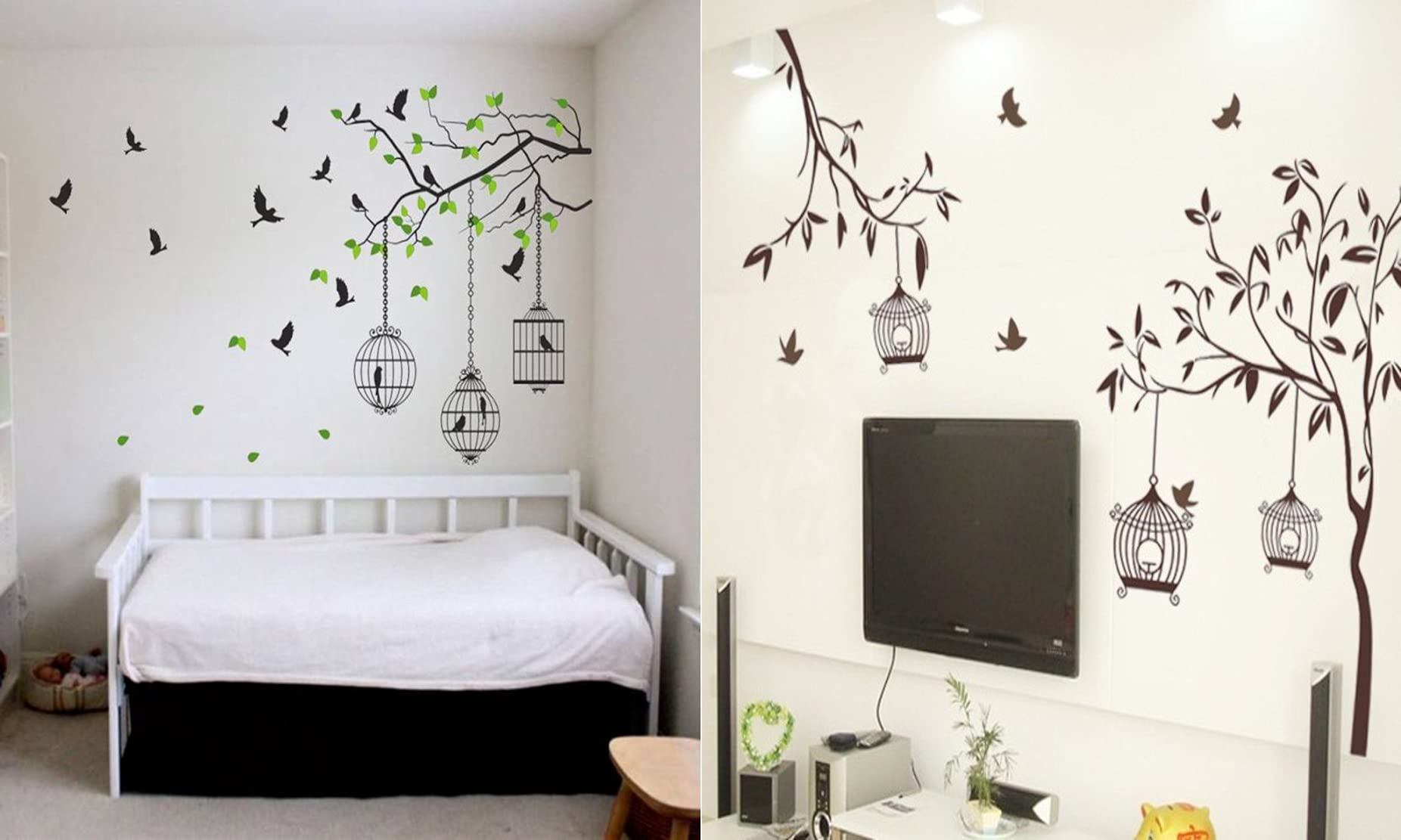 Ghar Kraft PVC Vinyl Wall Sticker Flying Bird with Cage and Free Bird Cage Brown Wall Sticker, Set of 2 (B09GMFT33W) Amazon Price History, Amazon Price Tracker