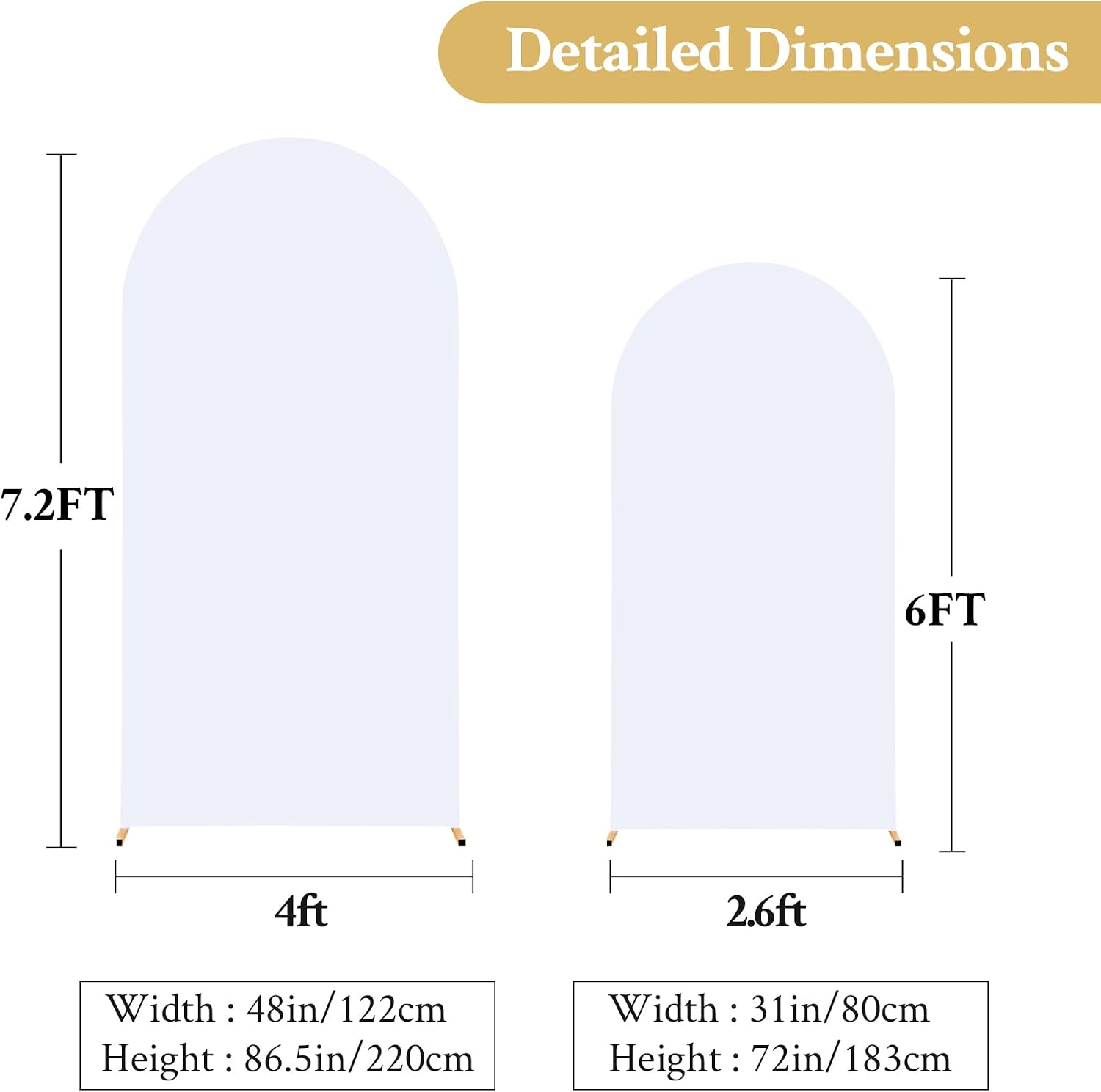 White Arch Backdrop Cover 7.2FT 6FT Spandex Arch Covers Stretchy Backdrop Set of 2, Double-Layer Wrinkle Free Wedding Arch Stand Cover Party Backdrop Curtains for Baby Shower Birthday Party Decoration thumbnail