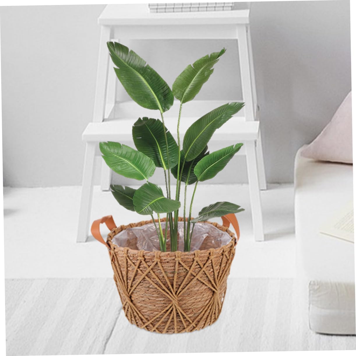 MERRYHAPY Hand Woven Flower Basket Capacity Decorative Woven Basket for Portable Straw Planter Chic Design for Floral Arrangements and Storage
