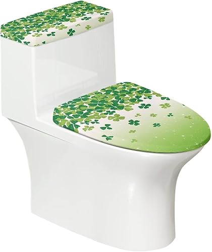 Gzzxiailg Fundas antideslizantes para tapa de inodoro y tanque del día de San Patricio, fundas elásticas para tapa de inodoro, accesorios de