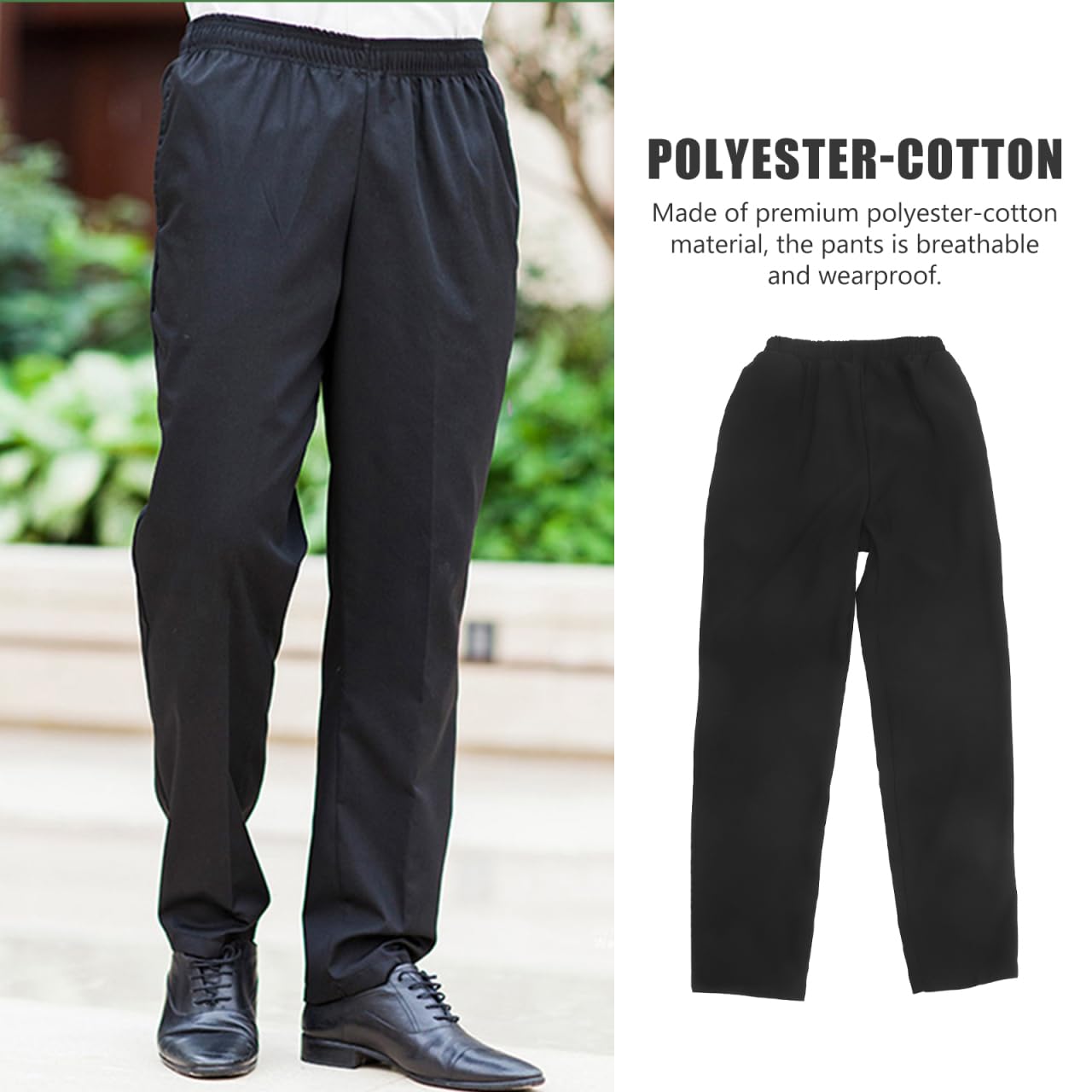 Pantalon De Cuisine Respirant en Polyester-Coton Noir pour Femme Et Homme Pantalon De Chef RéSistant À l'huile Et Facile À Laver pour Restaurant HôTel