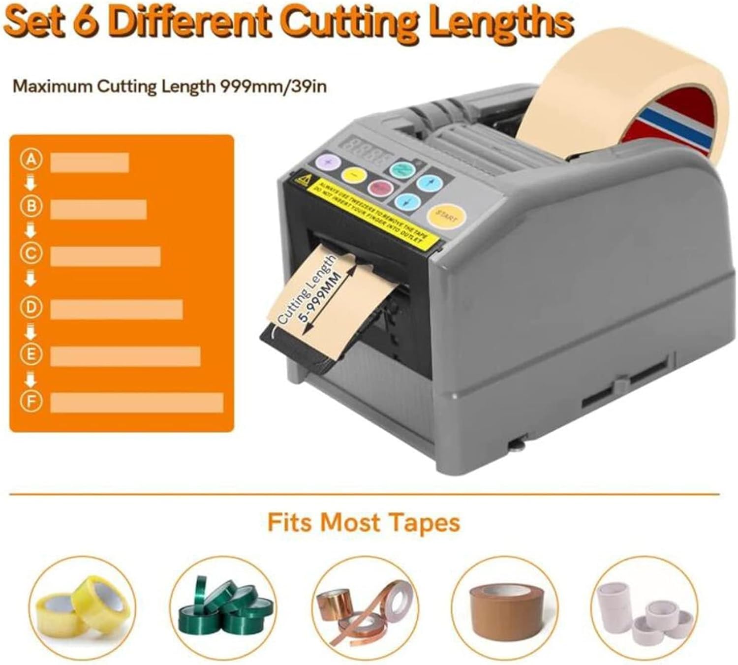 Macchina Automatica Per Il Taglio Del Nastro Adesivo, Dispenser Automatico Con Modalità Automatica E Manuale, Fino A 6 Diverse Lunghezze Di Taglio, Per Ufficio.