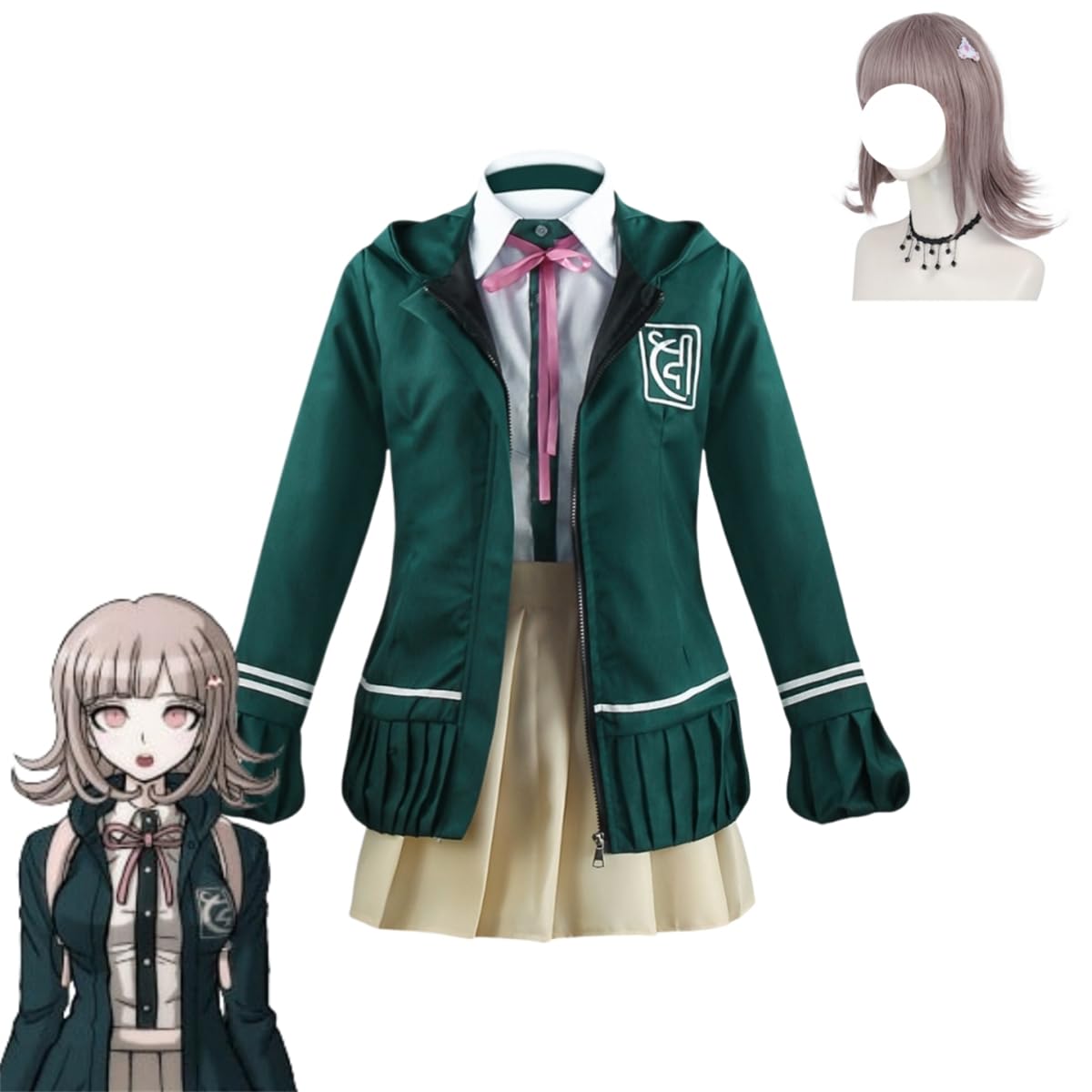 Amazon.co.jp: AZCQD ダンガンロンパ 七海千秋 コスプレ衣装 ウィッグ