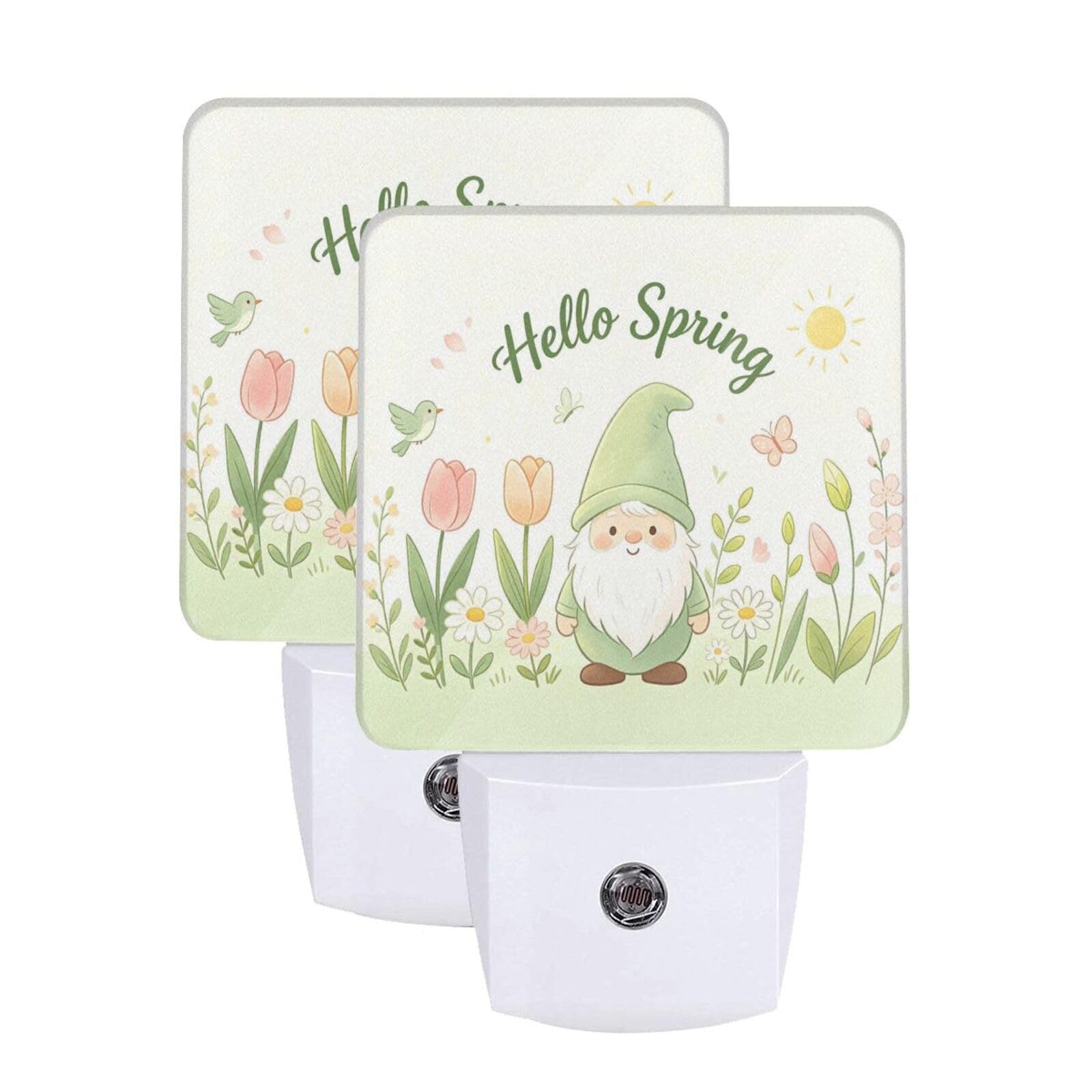 Hello Spring Night Light Dusk-to-Dawn Set of 2
