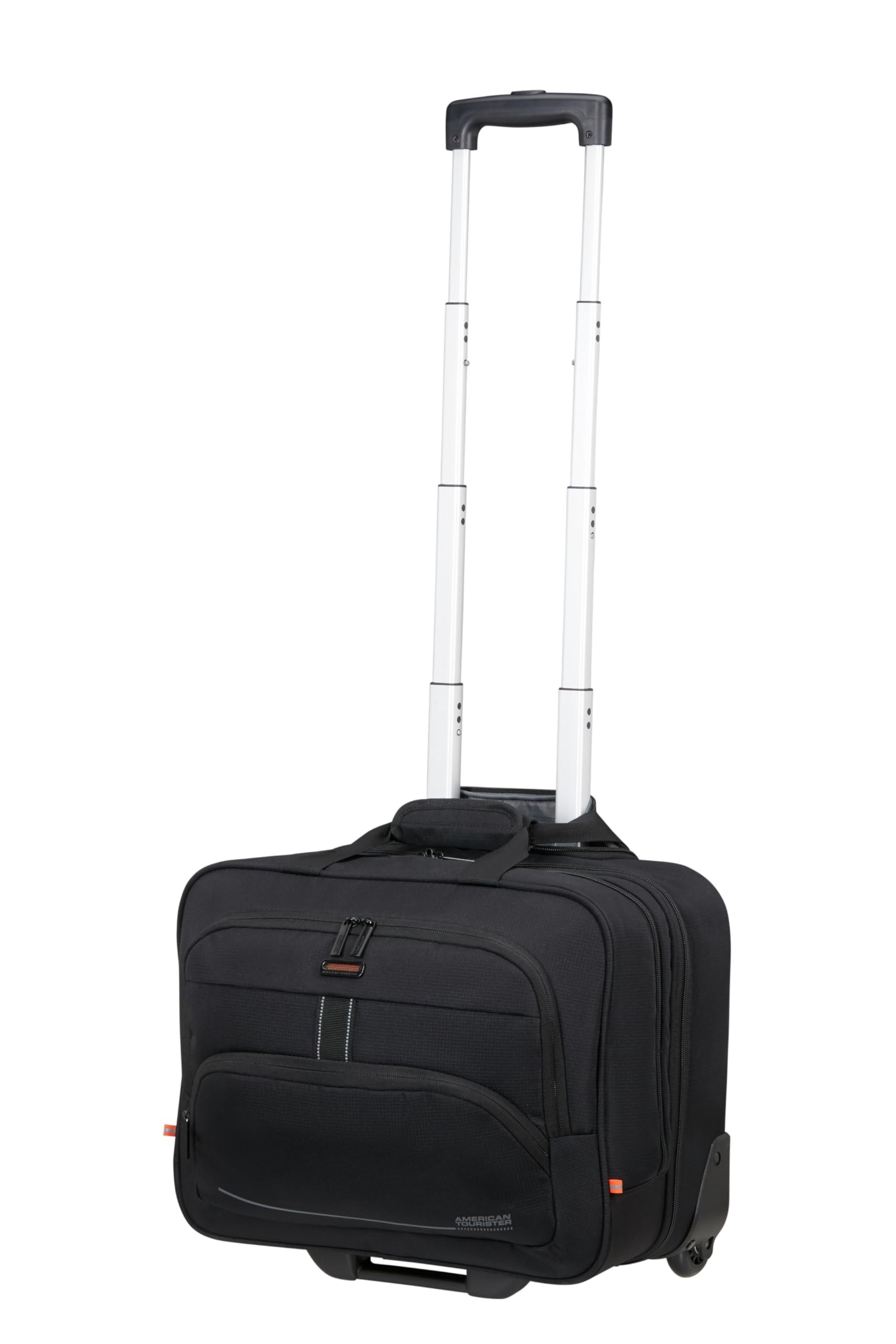 American Tourister AT WORK NXT - Borsa per laptop con rotelle 15.6", bagaglio a mano business trolley, bagaglio a mano con scomparto laptop, valigetta pilota, borsa cabina aereo, 33 L, Nero