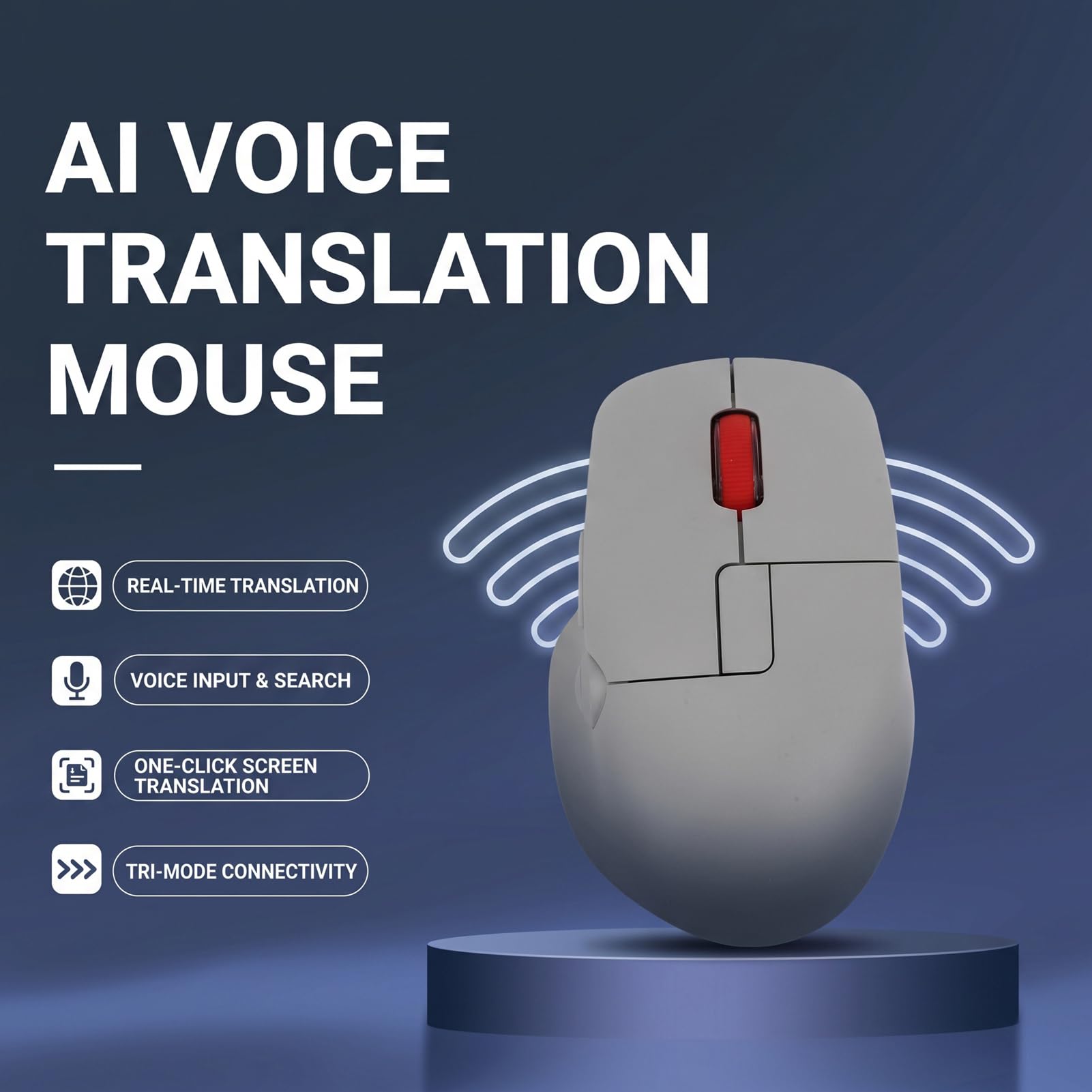 Denash Mouse per Traduzione Vocale AI, 120 Lingue in Tempo Reale
