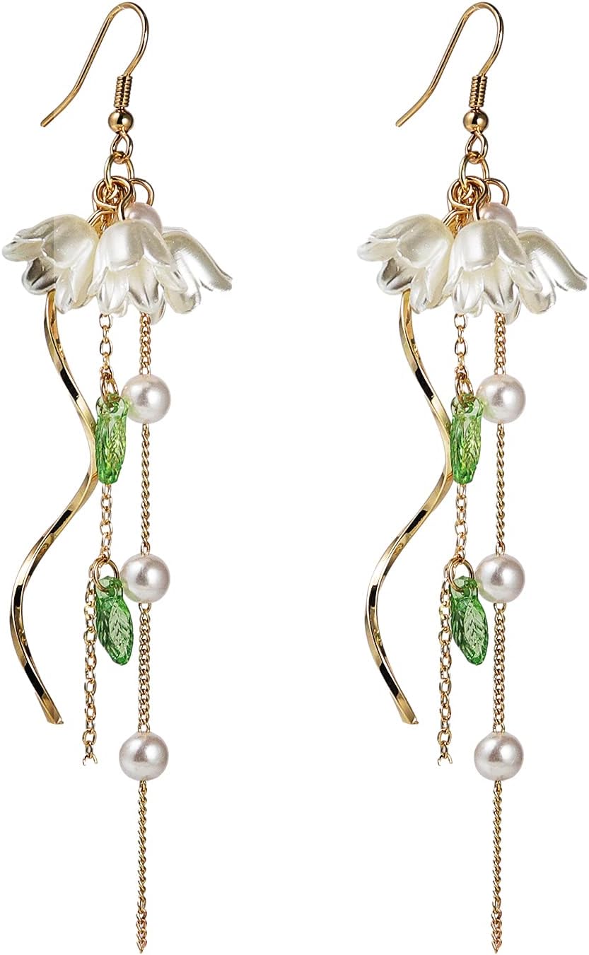 Lily of the Valley Earrings Drop Dangle Lily Earrings for Valentines Day Gifts Jewelry