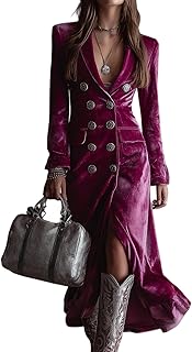 Blazer Dress for Women, Elegant Collared Long Sleeve Double Breasted Mid...