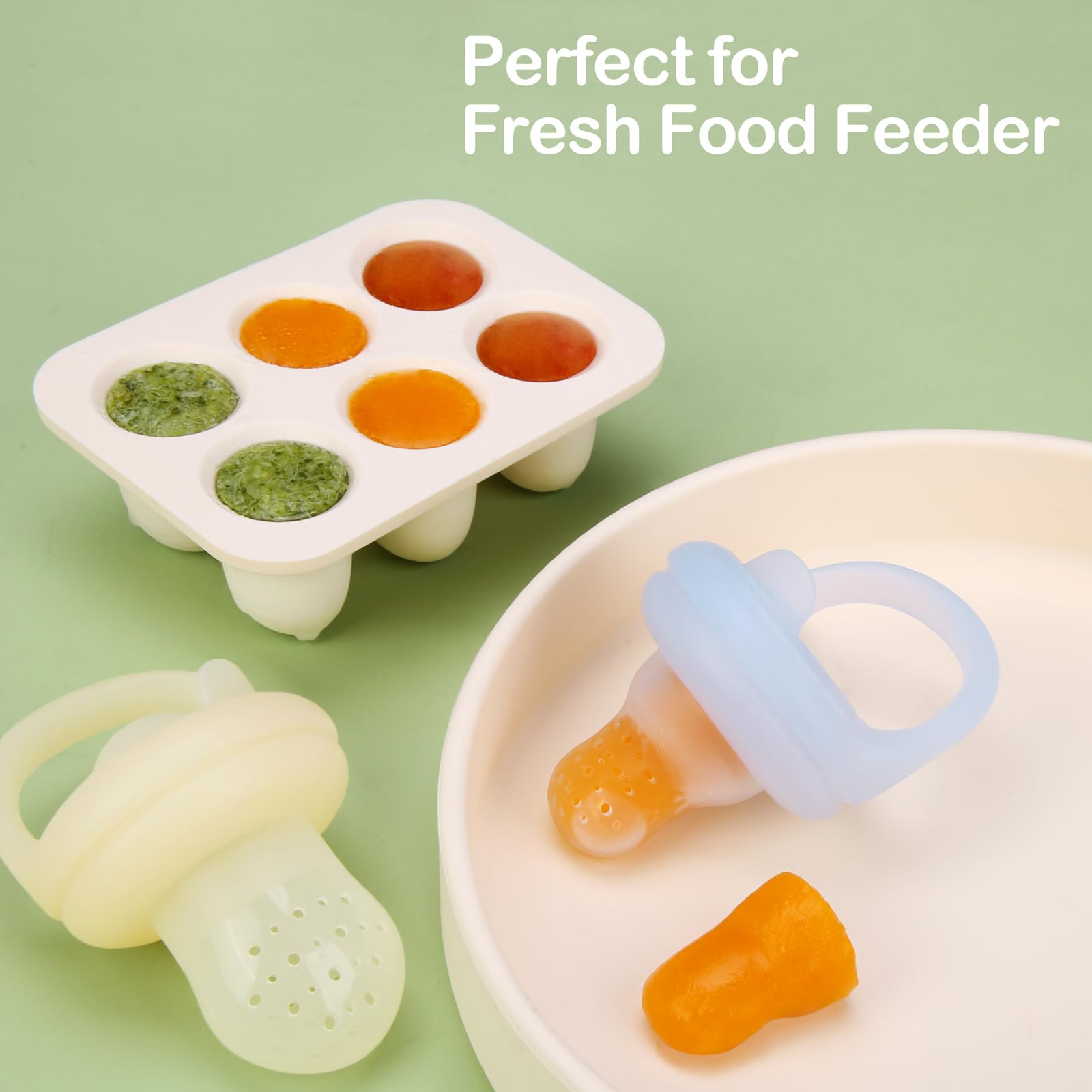 Breastmilk Popsicle Molds (2 Size), Silicone Teething Baby Food Freezer Tray Fit Feeder Pacifier Shapes, Fresh Fruit Ice Cube Tray with Lid, Durable and Easy to Remove-2 Pack