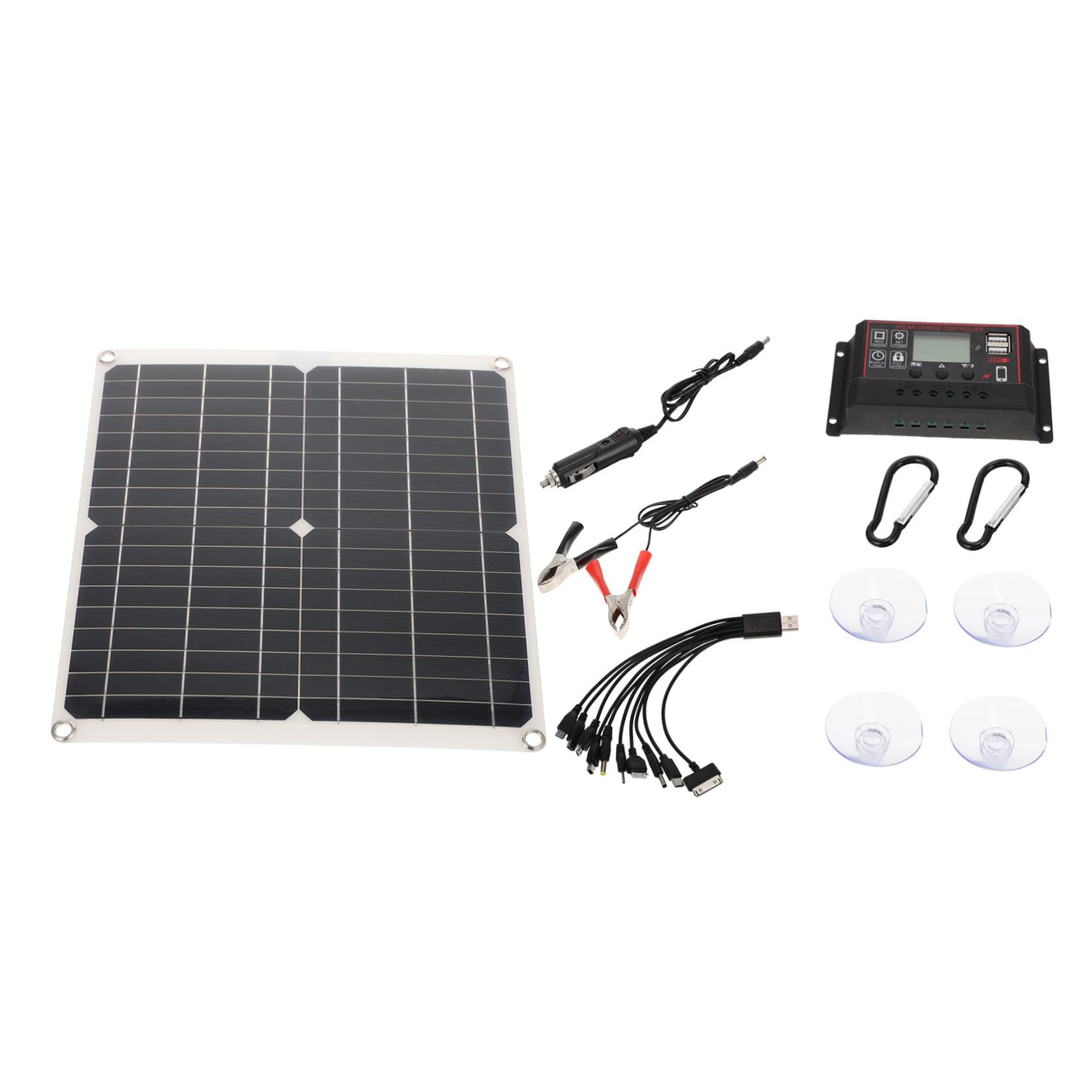 Kit Panneau Solaire Monocristallin Portable et avec Contrôleur Équipement de Charge Solaire Urgence pour Camping Randonnée et Outdoor