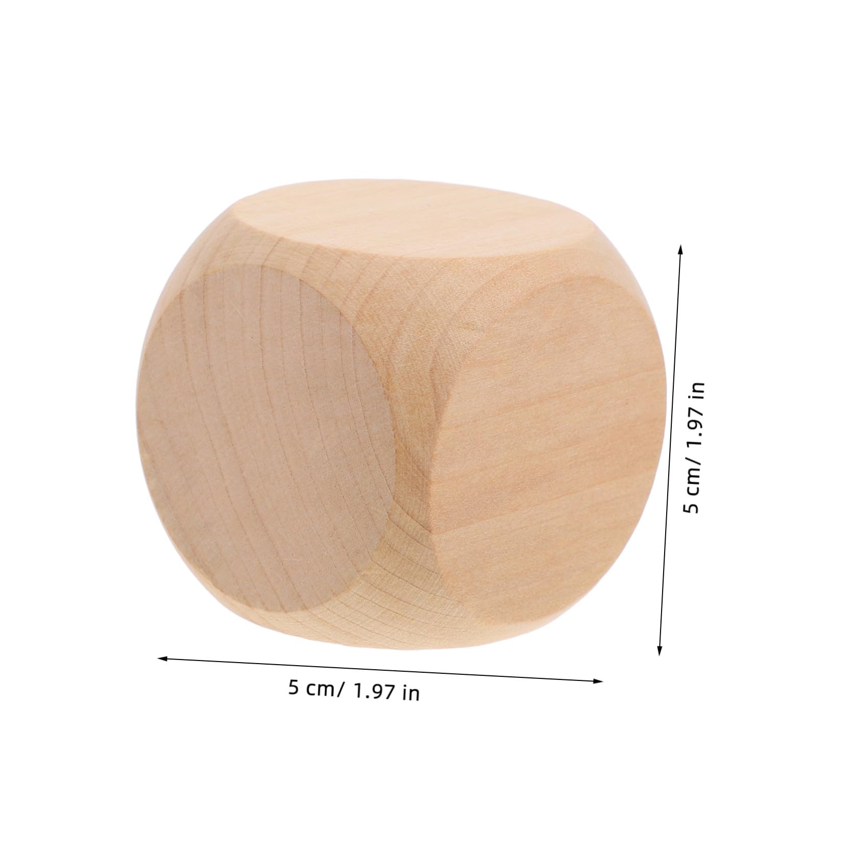Dés Blancs Arrondis 6 Faces 50mm, Lot de 8 en Bois