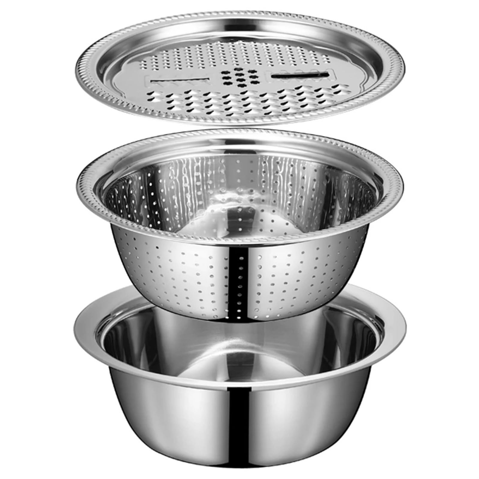 Set lavabo e grattugia multifunzionale 3 in 1 in acciaio inossidabile for una preparazione efficiente del cibo (Color : 26cm)