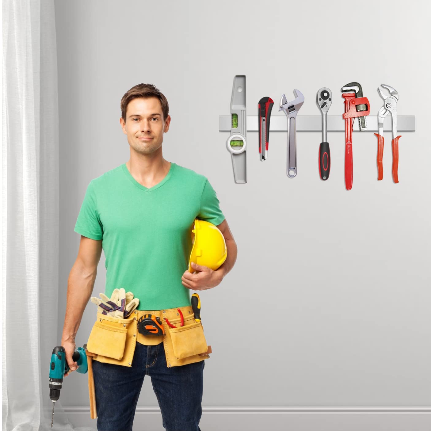 Porte-couteaux magnétique autocollant en acier inoxydable - 50 cm - Barre magnétique - Support de couteau de cuisine - Tenture murale - Protection des couteaux - Deux possibilités de collage et