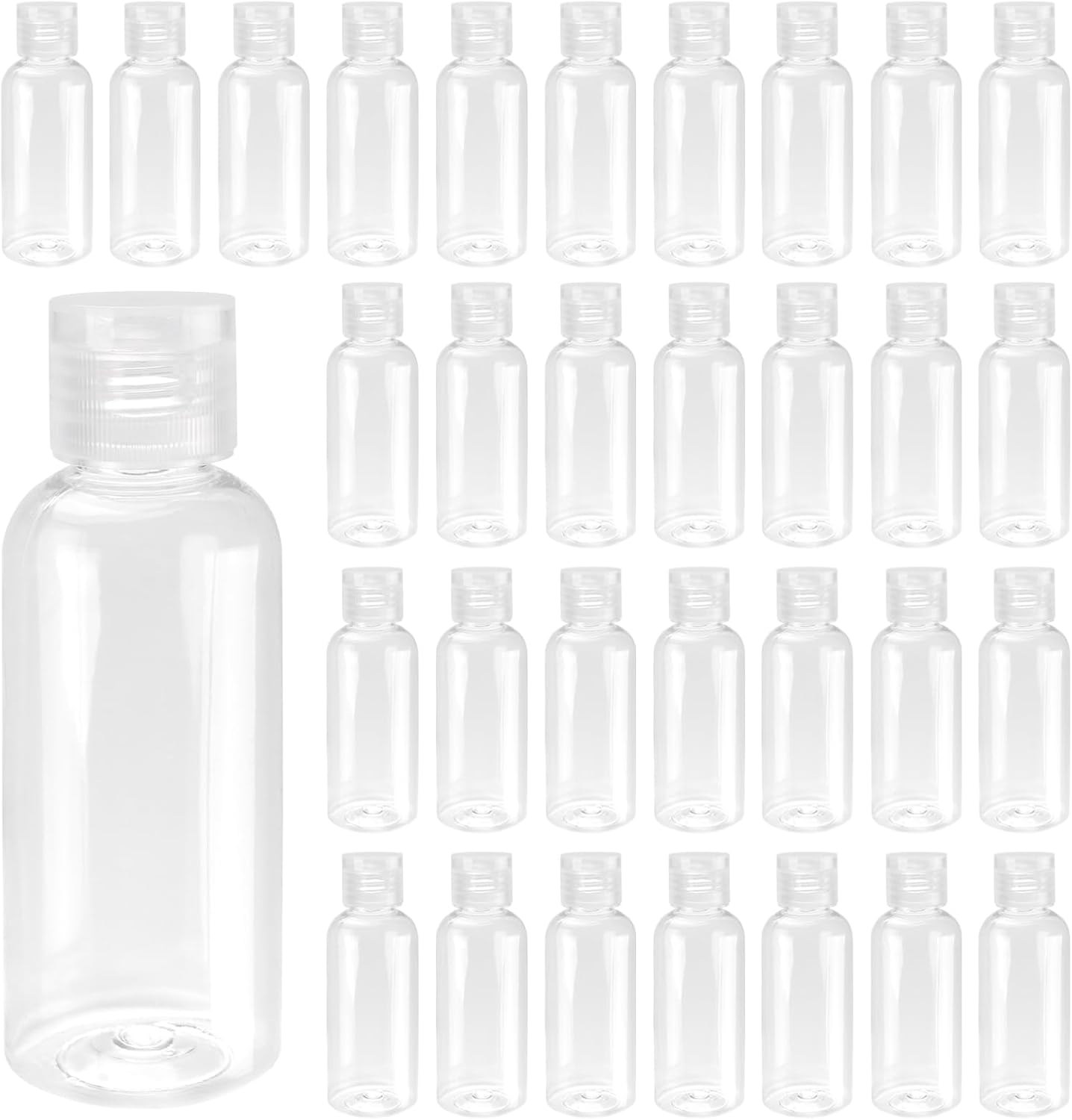 80 PCS 2 oz Clear Plastic Empty Bottles, Leak Proof Travel Size Bottles with Flip Cap For Body Wash, Shampoo, Lotion, Conditioner