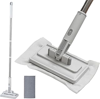 面倒いらずの楽々モップ 簡単掃除 手軽なクリーナー | ハンズフリー式布交換可能な小型クリーナー | ダストモップ | 家庭、車、キッチン、バスルーム、デスク、ガラス、リビングルーム、床、食器用