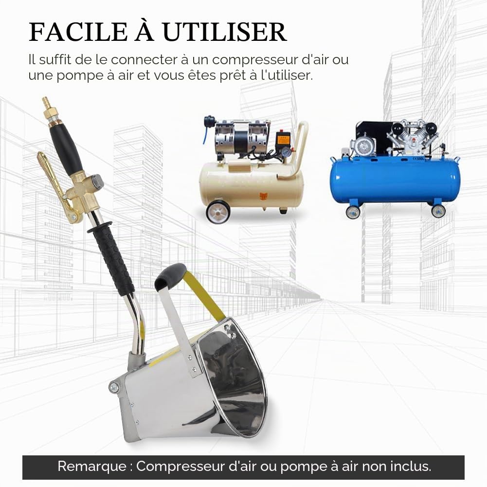 Machine à Projeter Enduit 4 Jets, Pistole à Crépir Pneumatique, pour Mortier, Plâtre et Rénovation Mur, Plafond, Outil Professionnel et Projeté Manuel