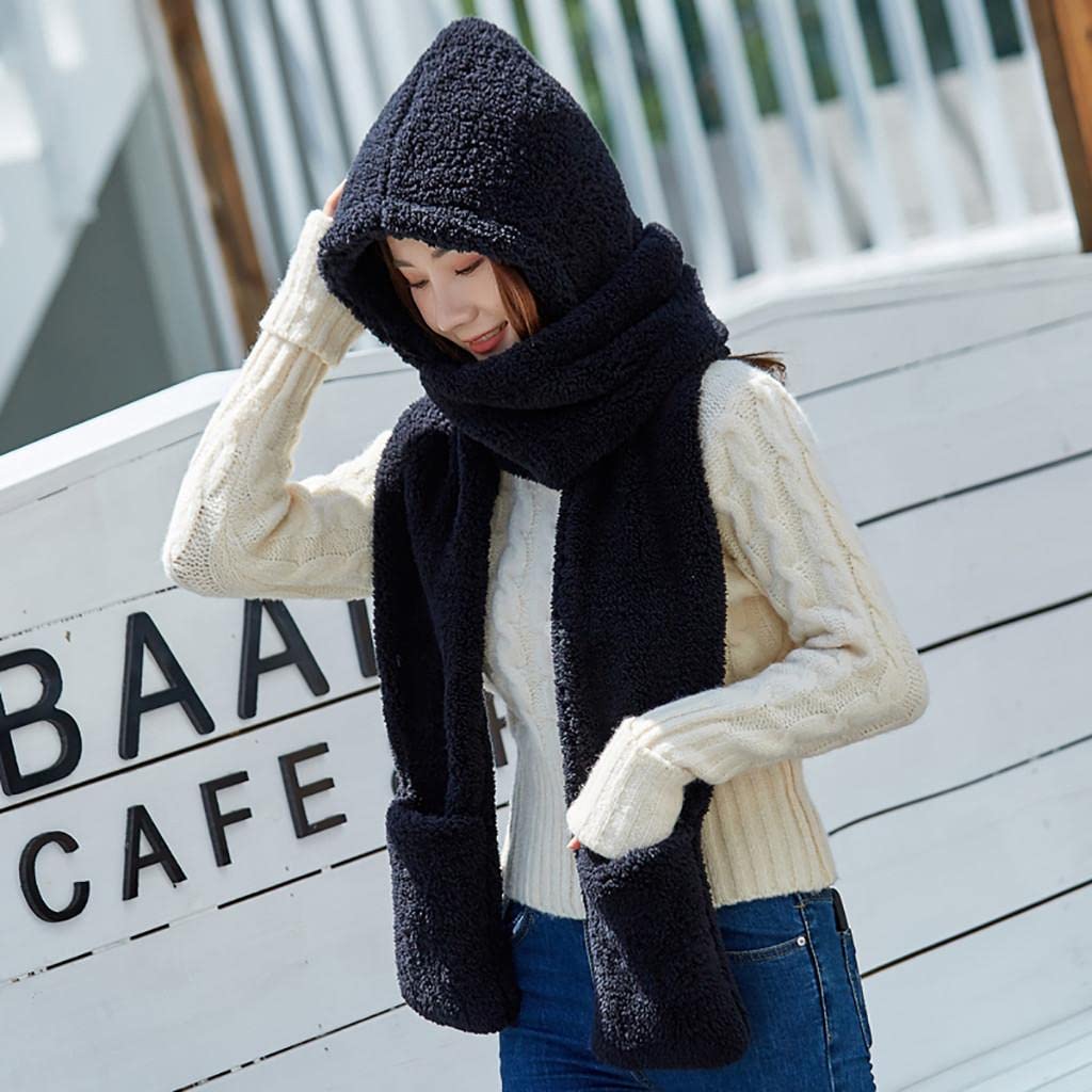Amazon.co.jp: Vongzhong フード付きマフラー Scarf 手袋 gloves 3点
