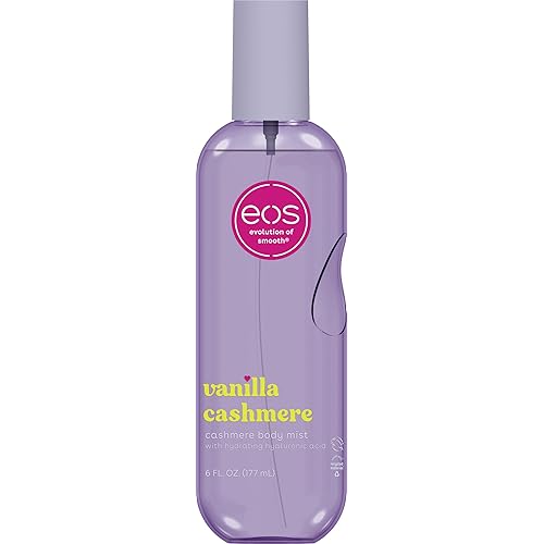eos Cashmere Body Mist, Vanilla Cashmere, Soft Musk, Cozy Caramel, Hair Mist, Body Spray for Women Moisturizing, Hyaluronic Acid, Vanilla Body Spray, Vegan, Cruelty-free, 6 fl oz
