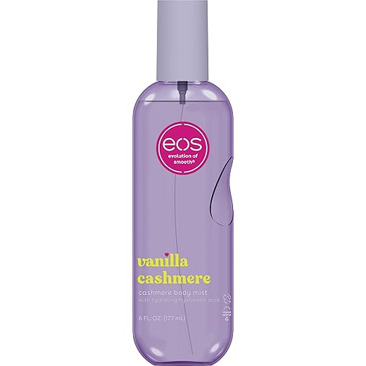 eos Cashmere Body Mist, Vanilla Cashmere, Soft Musk, Cozy Caramel, Hair Mist, Body Spray for Women Moisturizing, Hyaluronic Acid, Vanilla Body Spray, Vegan, Cruelty-free, 6 fl oz