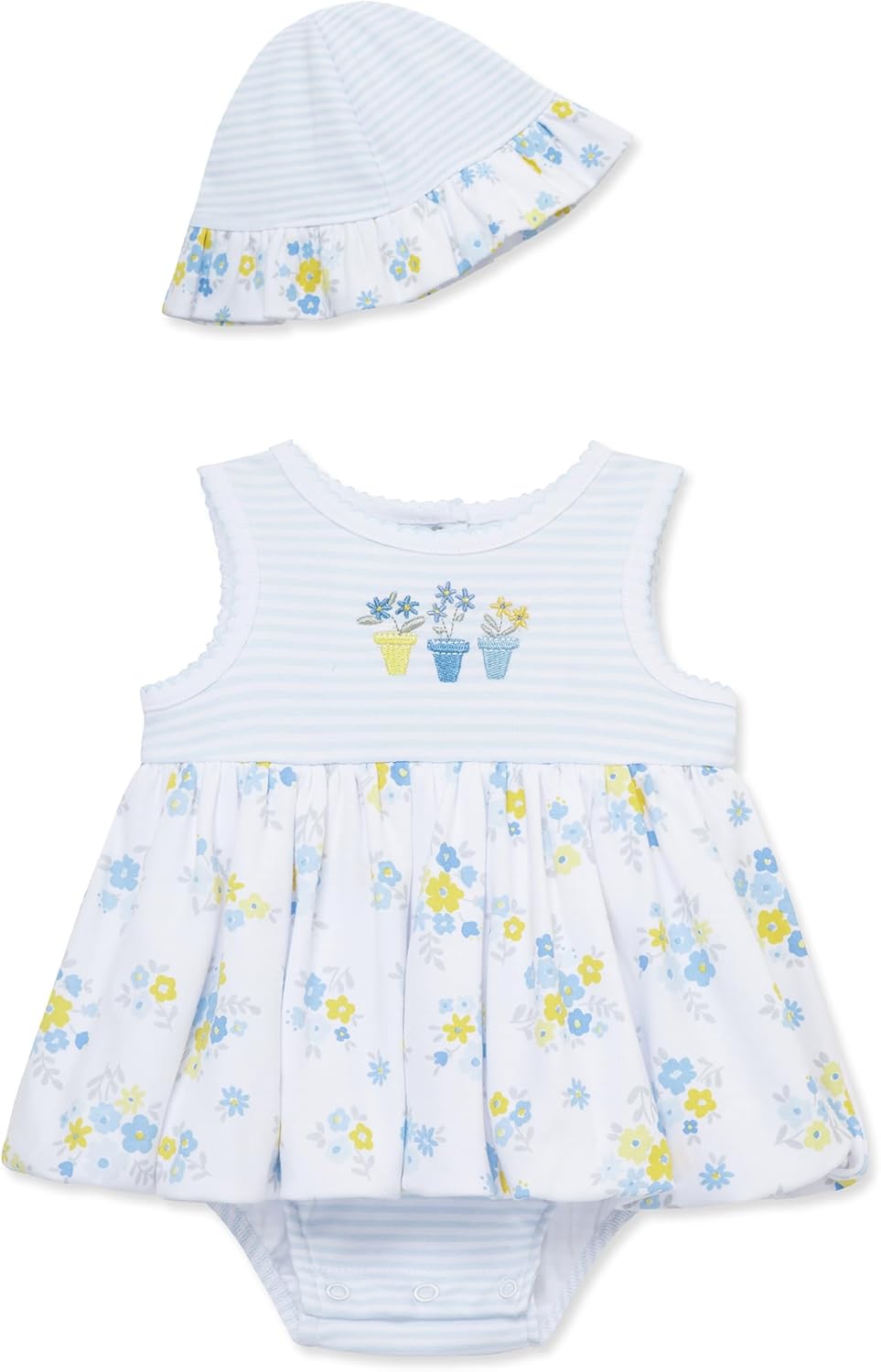 Little Me Clothes for Baby Girls' Popover Bodysuit Dress and Hat Set, 3-12 Months