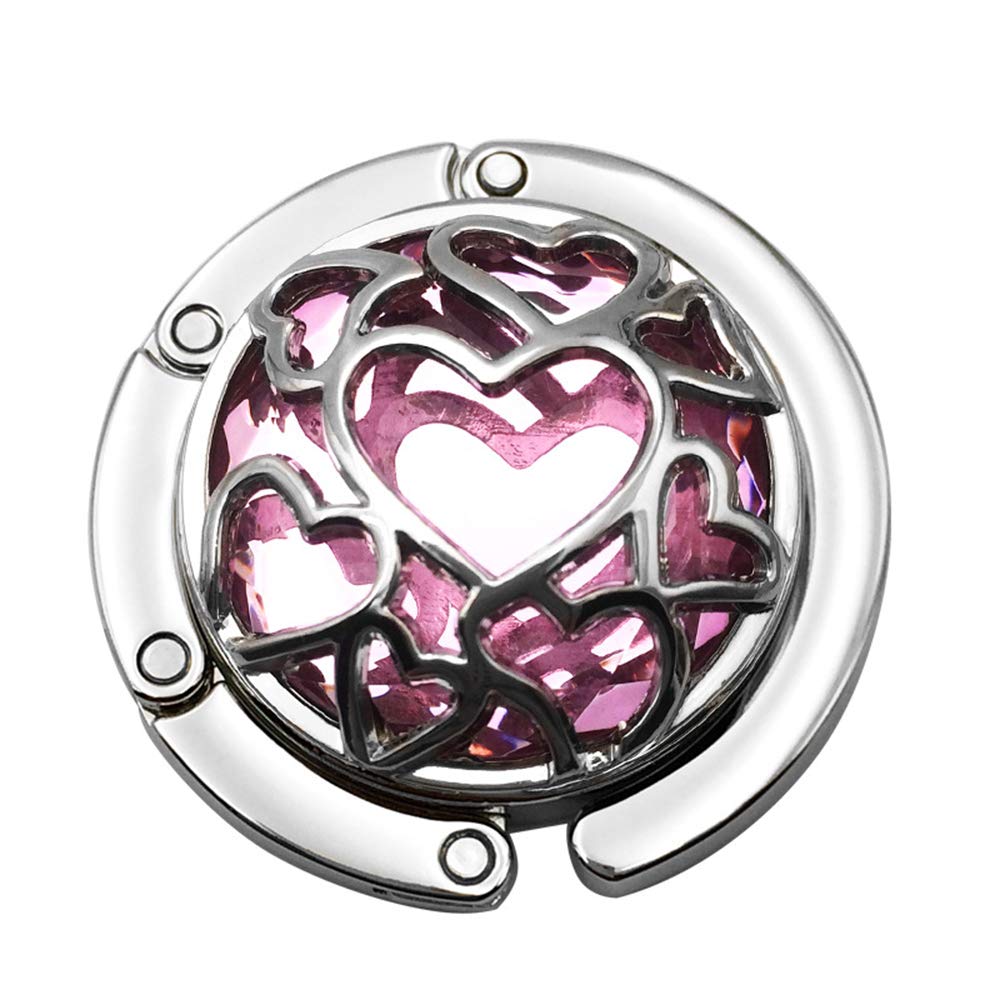 Grtdrm Multiple Hearts Style Premium Foldable Handbag Bag Purse Hanger (Light Pink)