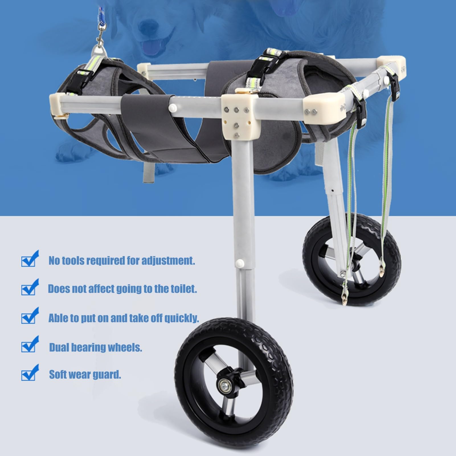 Soporte de cadera para perro – Soporte de pierna trasera ajustable para artritis, displasia de cadera y recuperación postoperatoria, ayuda de movilidad para mascotas con problemas de caminar