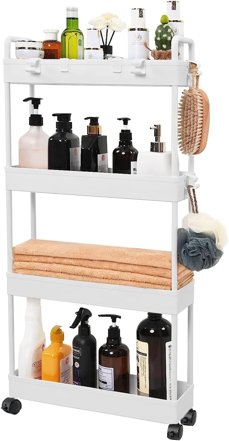 Étagère De Rangement 4 Niveaux En Plastique Noir - 80x42x22 Cm - Idéale Pour Cuisine, Garage, Salle De Bain
