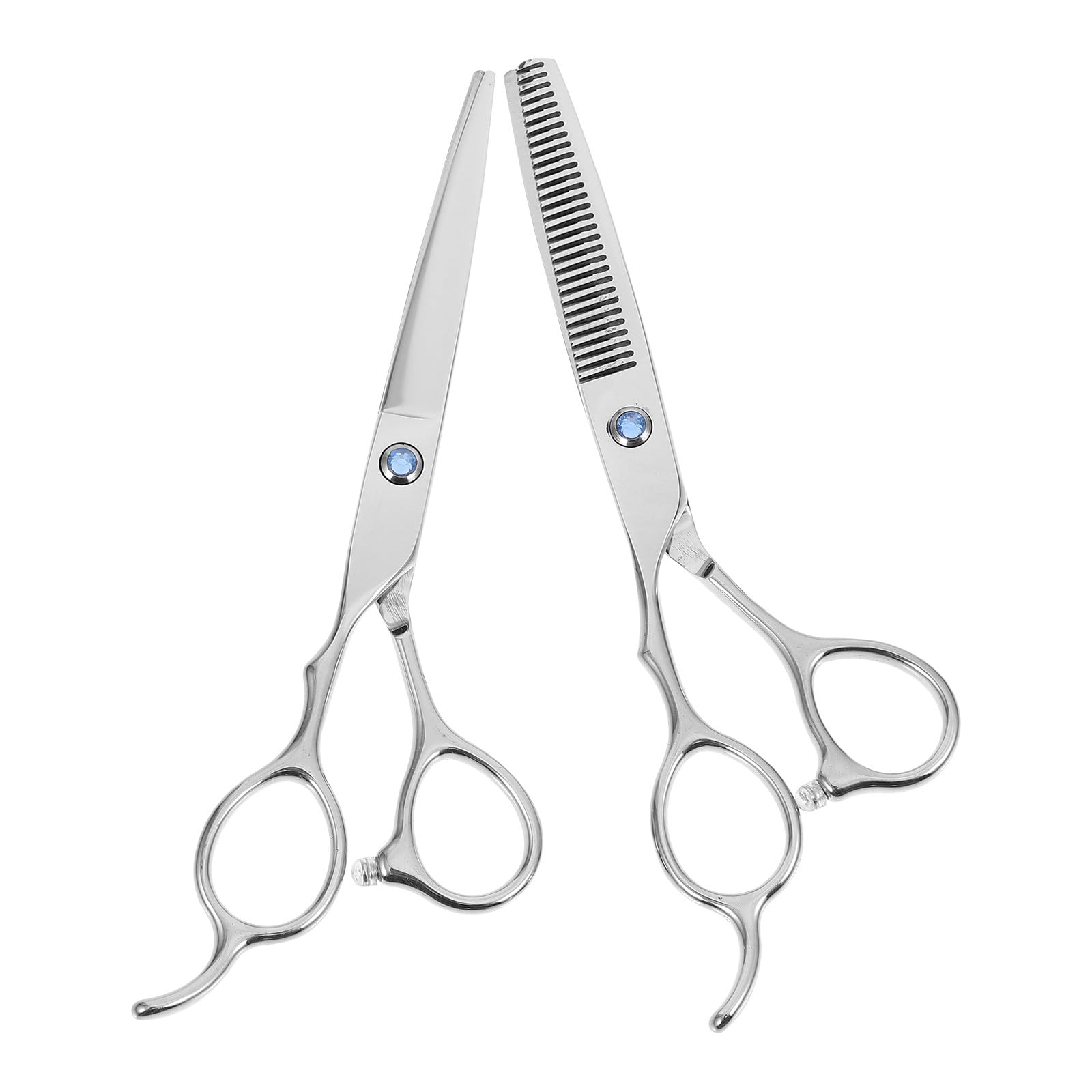 VILLCASE Forbici per Taglio Chioma per Mancini in Acciaio Inossidabile 2 Pezzi Argento Design Ergonomico Resistenti a Danni e Nodi per Uso Professionale e Amatoriale