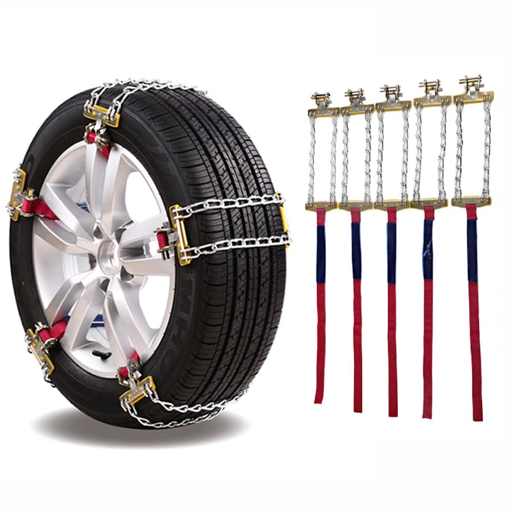 Cadenas de nieve para coche de acero engrosado, paquete de 5 unidades