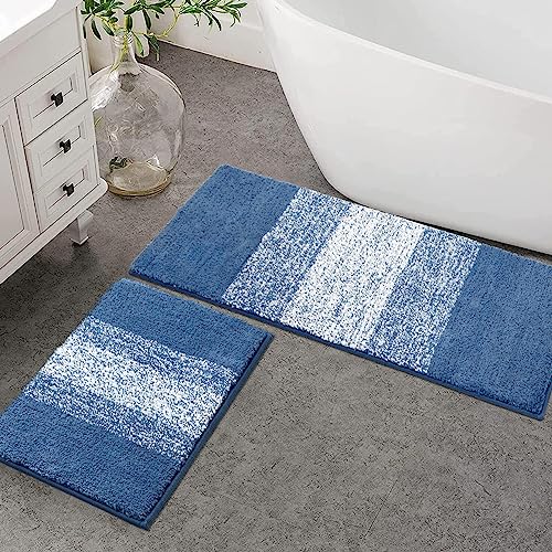 Enyhom Lot de 2 Tapis de Bain Antidérapants, Tapis Salle de Bain Microfibre Absorbants, Lavables en Machine, Tapis de Sol pour Salle de Bain, Toilette, 45 x...