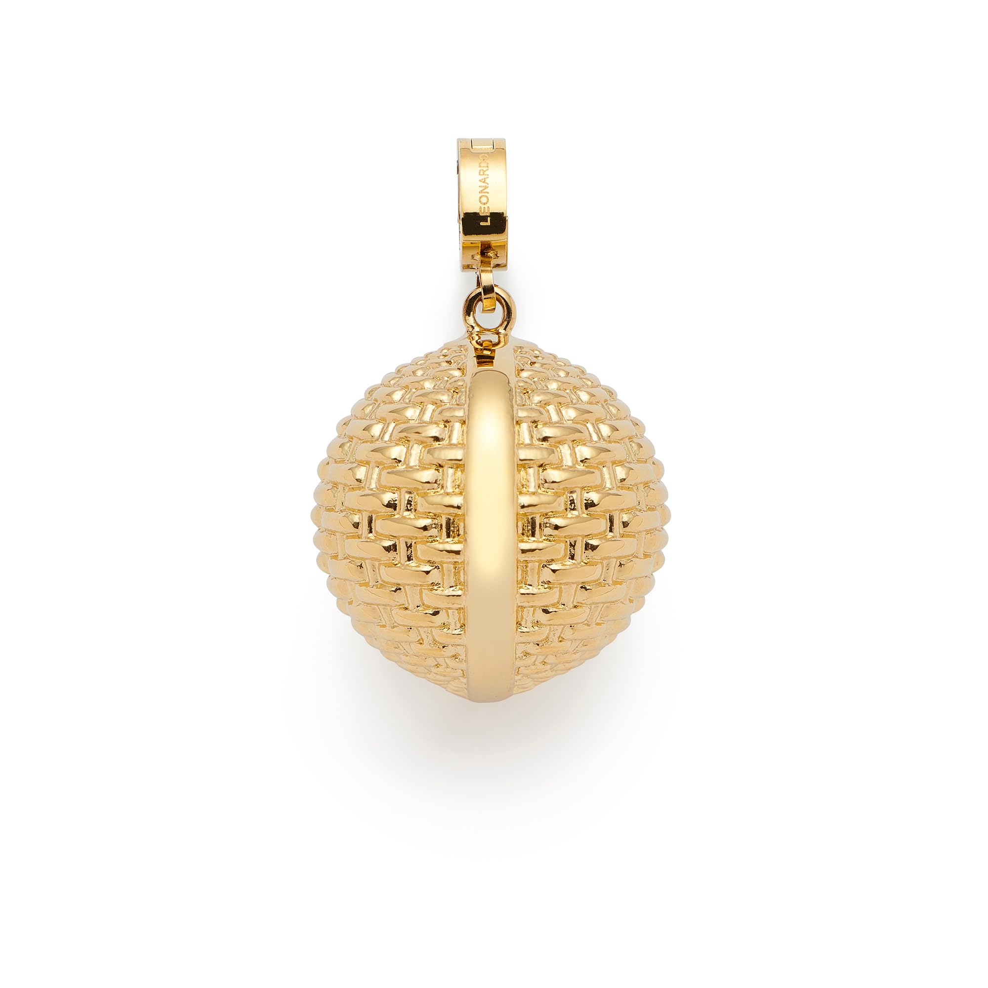 JEWELS BY LEONARDO Anhänger Clip & Mix Pin • Ketten-Anhänger aus goldfarbenem Edelstahl • große goldene Kugel mit feiner Flechtoberfläche • Clip M (4,8 mm Ø) • Schmuck Geschenk für Frauen • 025633