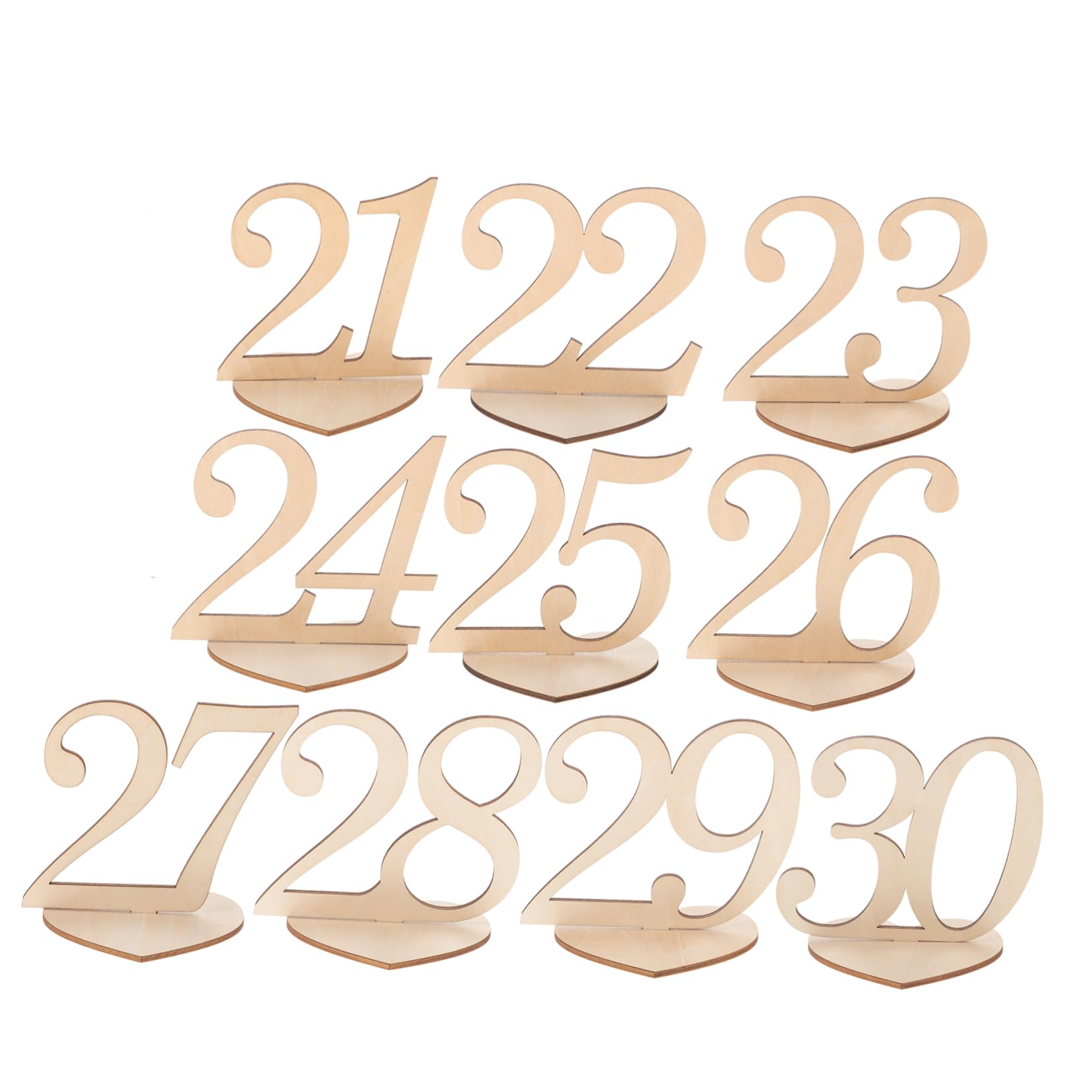 PRETYZOOM 10 Pcs Heart Shaped Wooden Table Numbers Wedding Reception Seating Cards for Party Catering Stable Elegant Design for Easy Guest Seat Identification