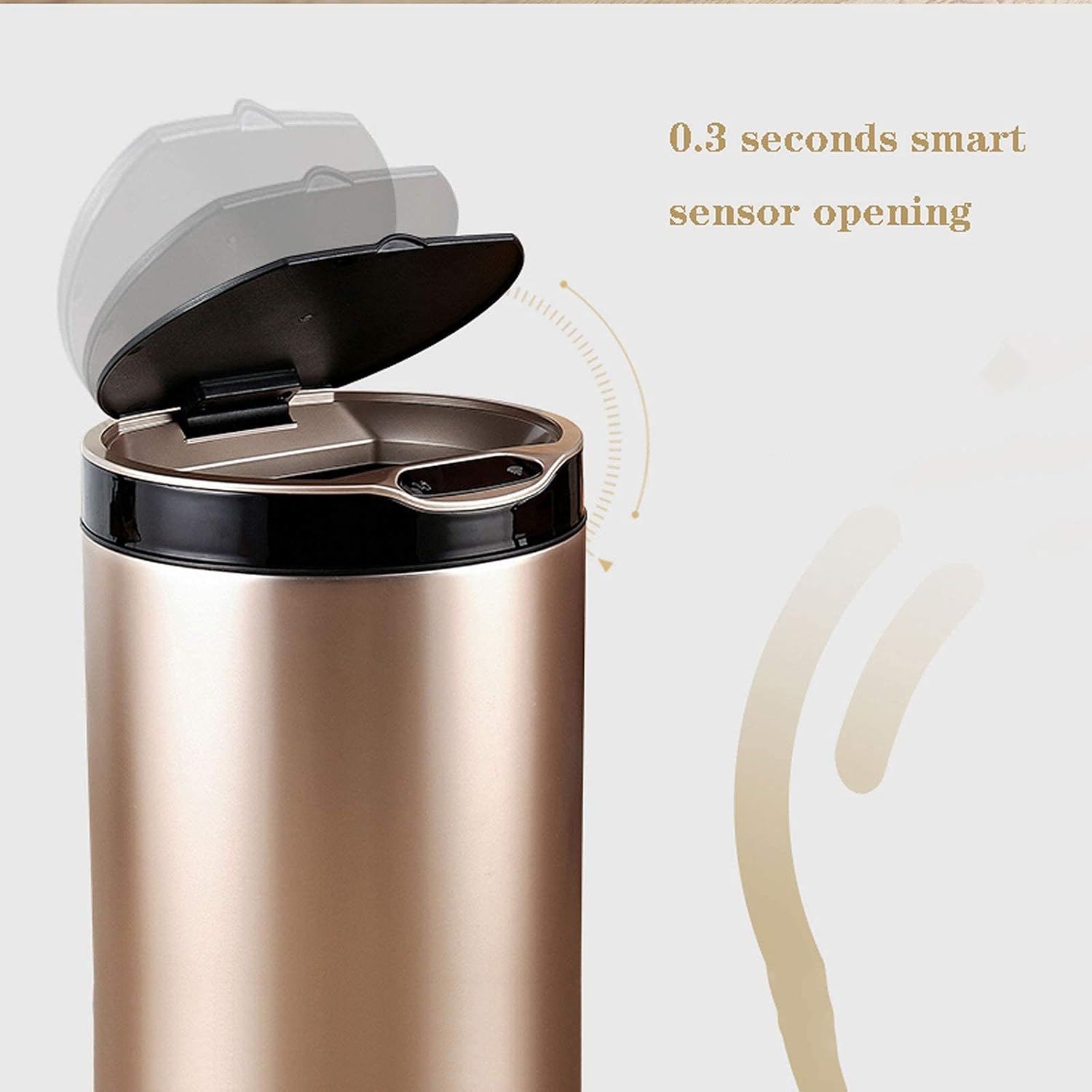 Trash Can Wastebasket Household Induction Trash Can Automatic Rubbish Can with Member Round Stainless Steel Trash Can with LED Countdown Timer for Living Room Kitchen Bathroom Marbage Can for Indoor