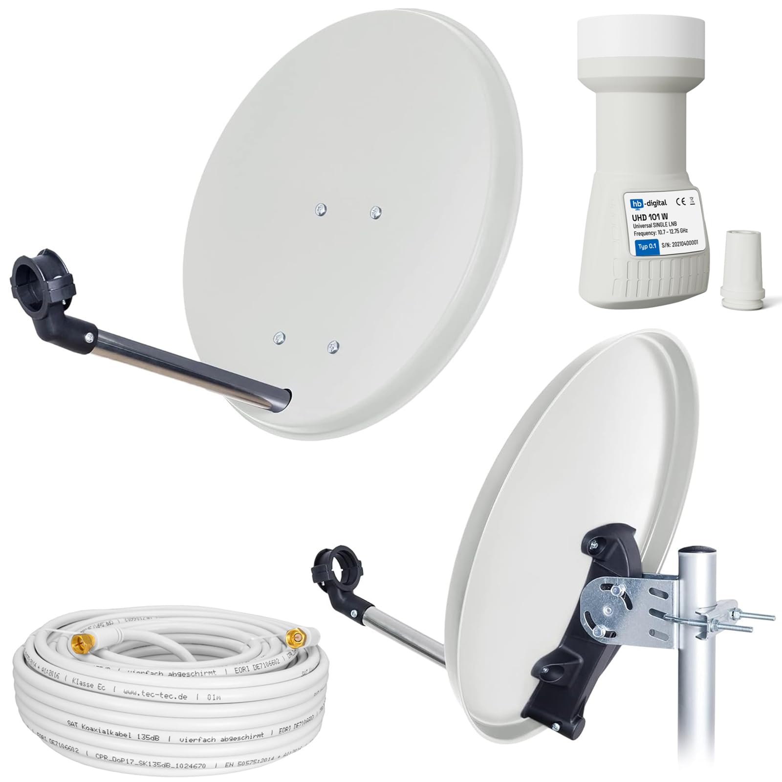 HB DIGITAL - Impianto mini satellitare, 40 cm, parabola + treppiedi da campeggio (opzionale) + Opticum LNB 0,1 + cavo da 10m