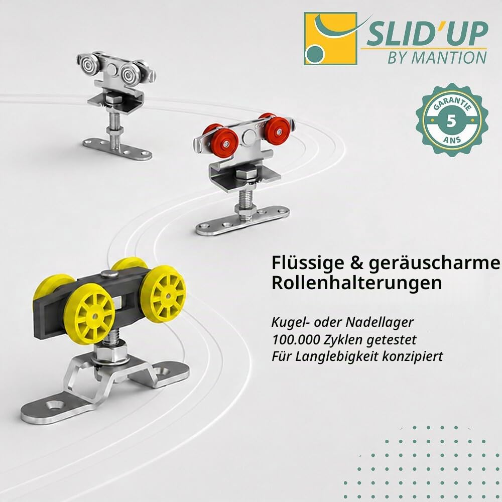 Schiebetürbeschlag SLID'UP 1000, 1 Tür bis 80 kg, 195 cm, hydraulischer Stopper