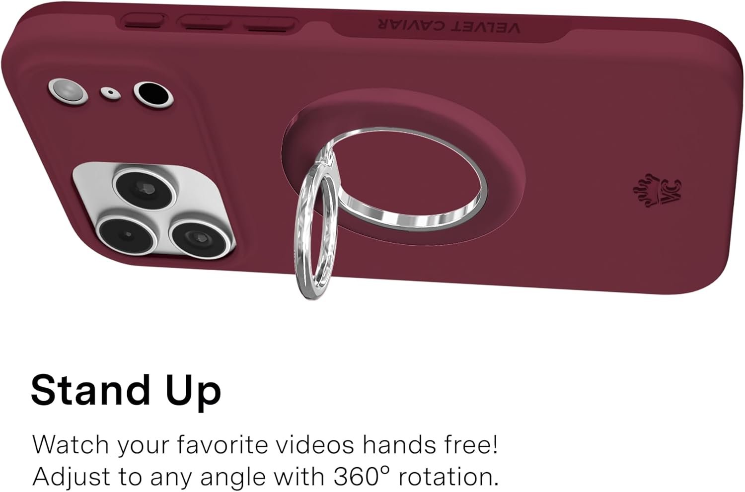 VELVET CAVIAR Compatible with MagSafe Phone Grip 2.0 | Cute Magnetic Ring Holder | Finger Loop Kickstand | Pop On Accessory for iPhone 17, 16, 15, 14, 13, 12 | Burgundy 1990