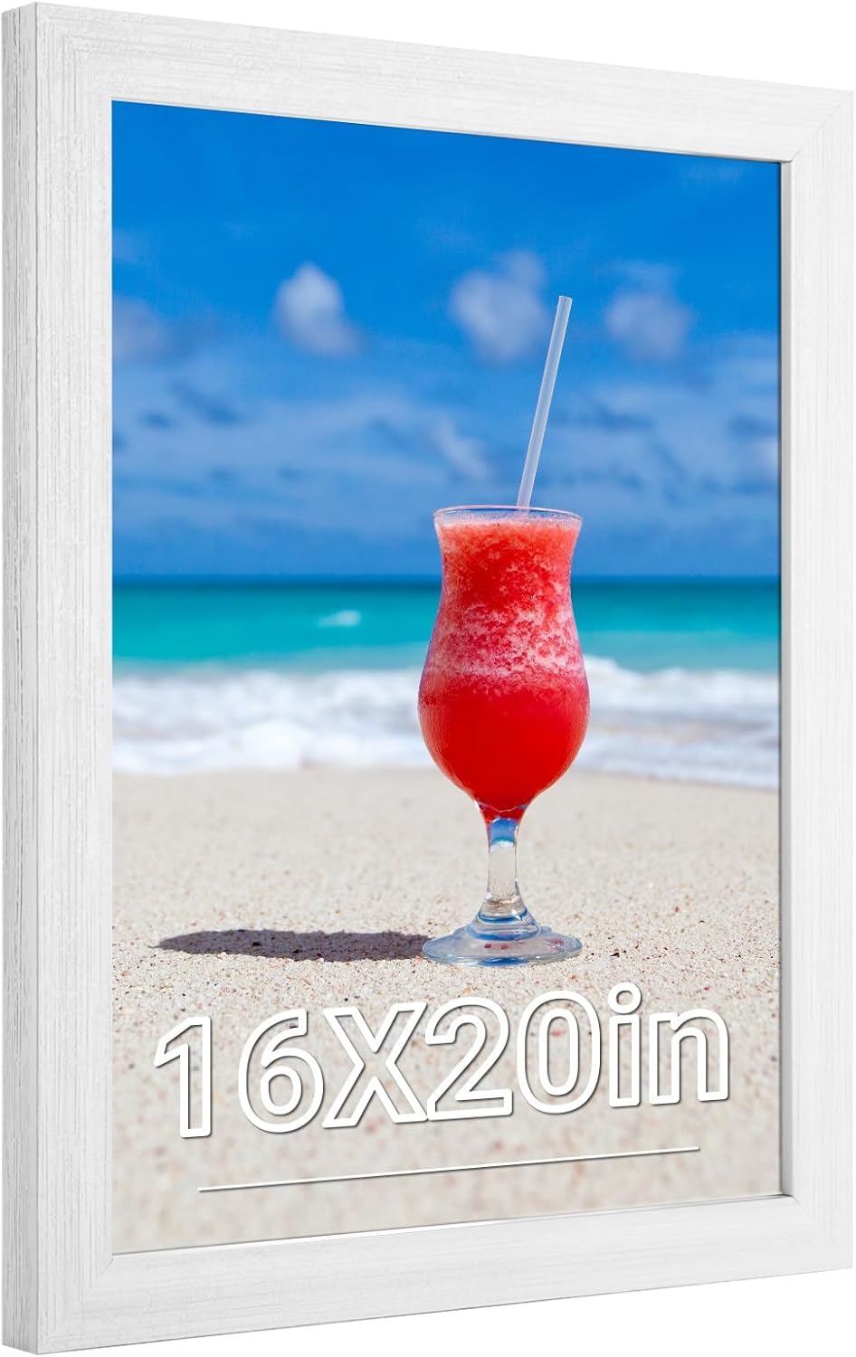 16x20 Frame Rustic White, Distressed 20x16 Picture Frame, Art Pic Hanging Poster Frame, 16 by 20 Gallery Family Concert Portrait Wall Photo Frame Anniversary/Birthday/Wedding/Thank you/Christmas Gift White 16x20in