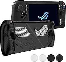 Yebowe Silicone Case Compitable with ASUS ROG Ally, Handheld Protective Case Cover Skin Shockproof Non-Slip Protector ROG Ally Accessories with 4 Thumb Grips, Black