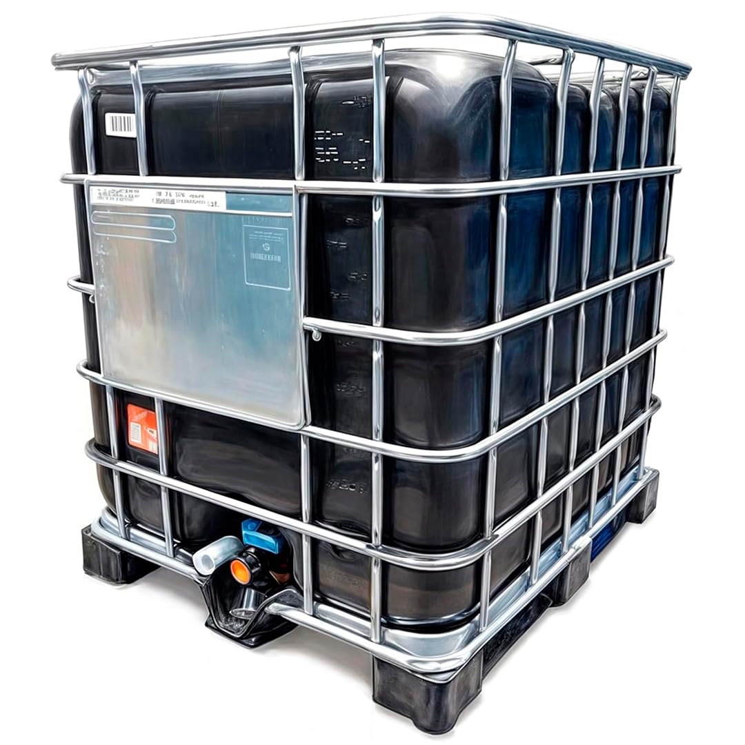 Contenedor depósito de 1000 litros IBC-GRG negro con palet de plástico