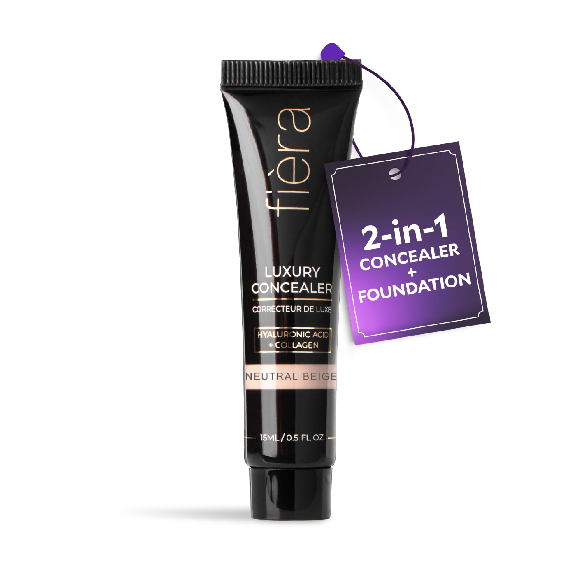 Luxury Concealer with Anti-Aging - All Day Coverage for Dark Circles, Fine Lines, Wrinkles & Spots - Neutral Beige