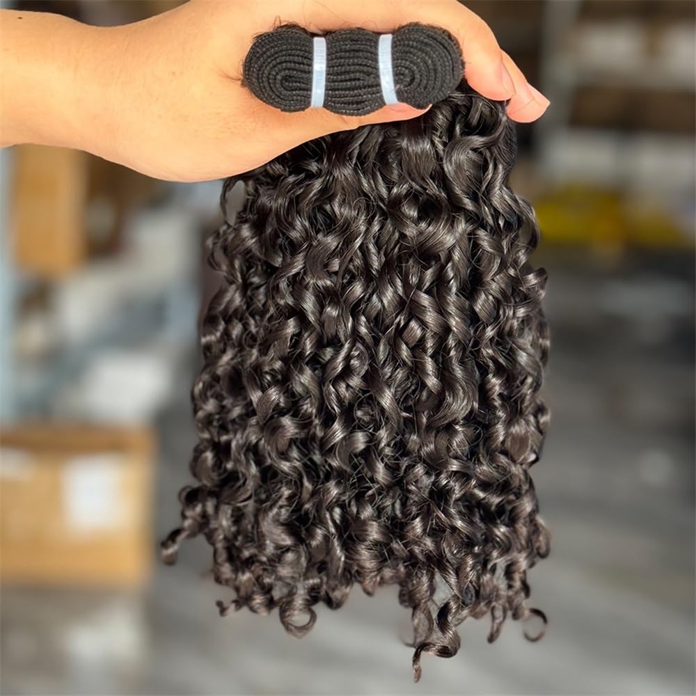 12A Double Weft Pixie Bouncy Curly Human Hair 1 Bundle Burmese Unprocessed Brazilian Raw Virgin Hair Quick Weave Extensions Natural Color Hair Extensions(12 Inch)
