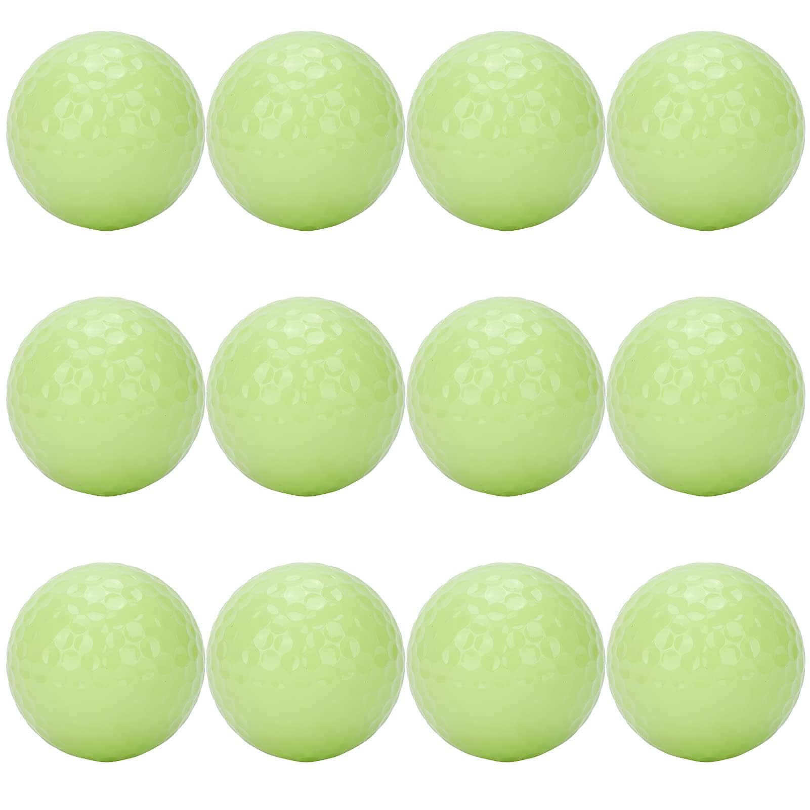 HERCHR 12Pcs Glow in the Dark Golf Balls, Fluorescent Night Glowing Long Distance LED Golf Ball Long Lasting Bright Luminous Golfers Sports Games for Men Women and Youth Night Sports