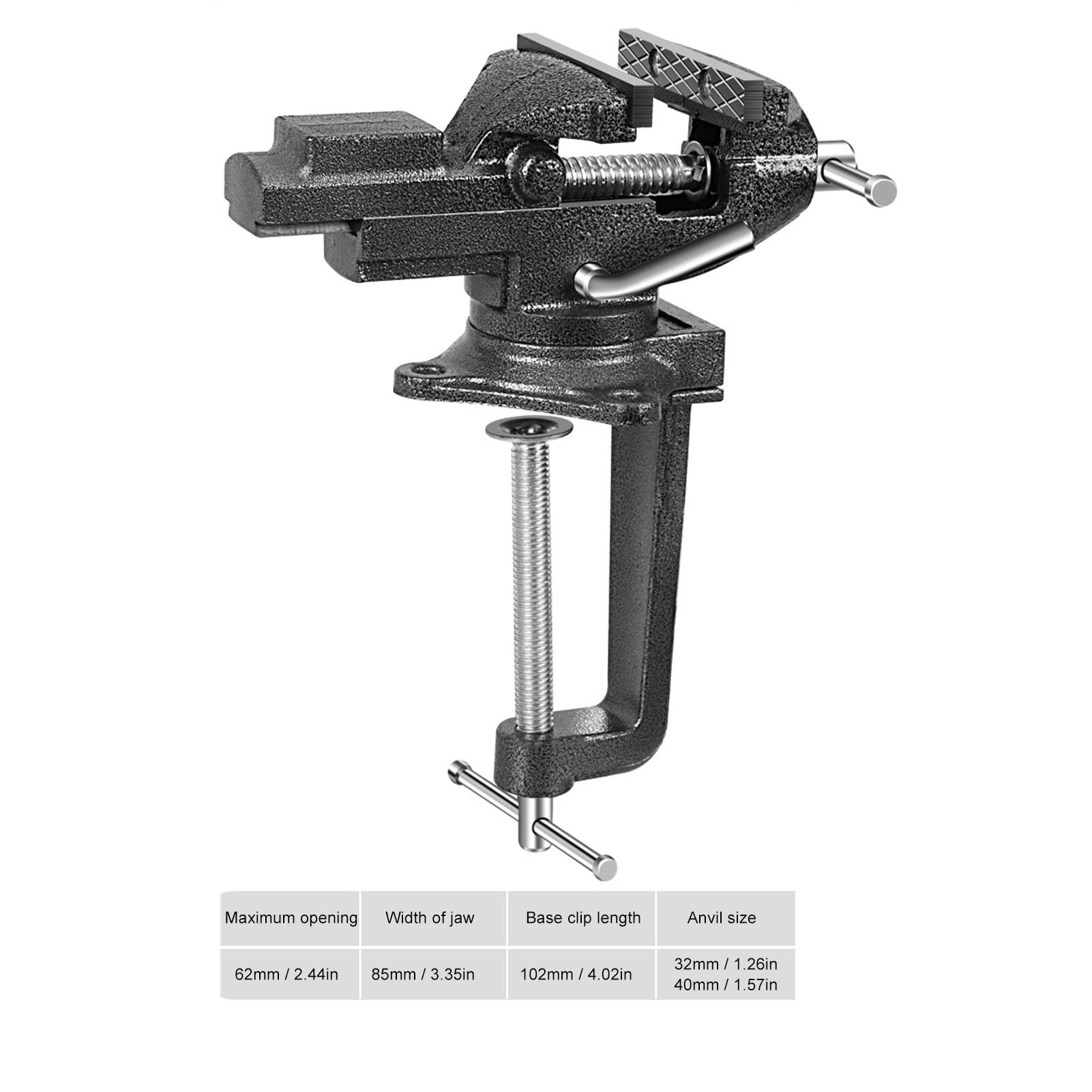 Étau d'établi robuste avec base rotative à 360° et grande enclume