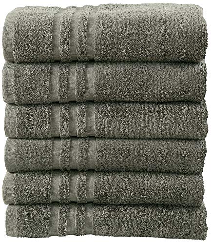 Bliss Casa Cotton Hair Towels 20x40 Inch (6 Pack) Multipurpose Light-Weight & Absorbent Quick Drying Towels Set for Hand, Gym, Pool, Spa, Hotel and Salon (Dark Grey)