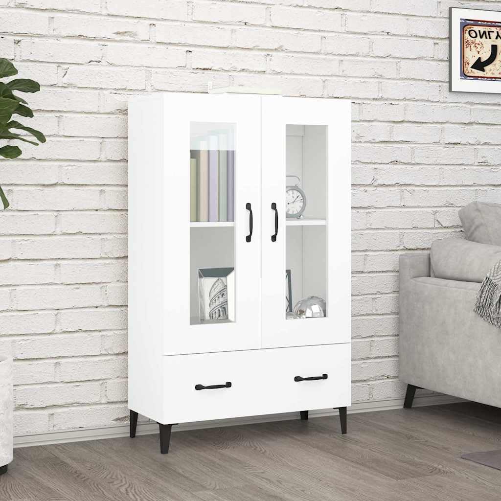 Armadietto alto, bianco, 70 x 31 x 115 cm, in legno, con anta in