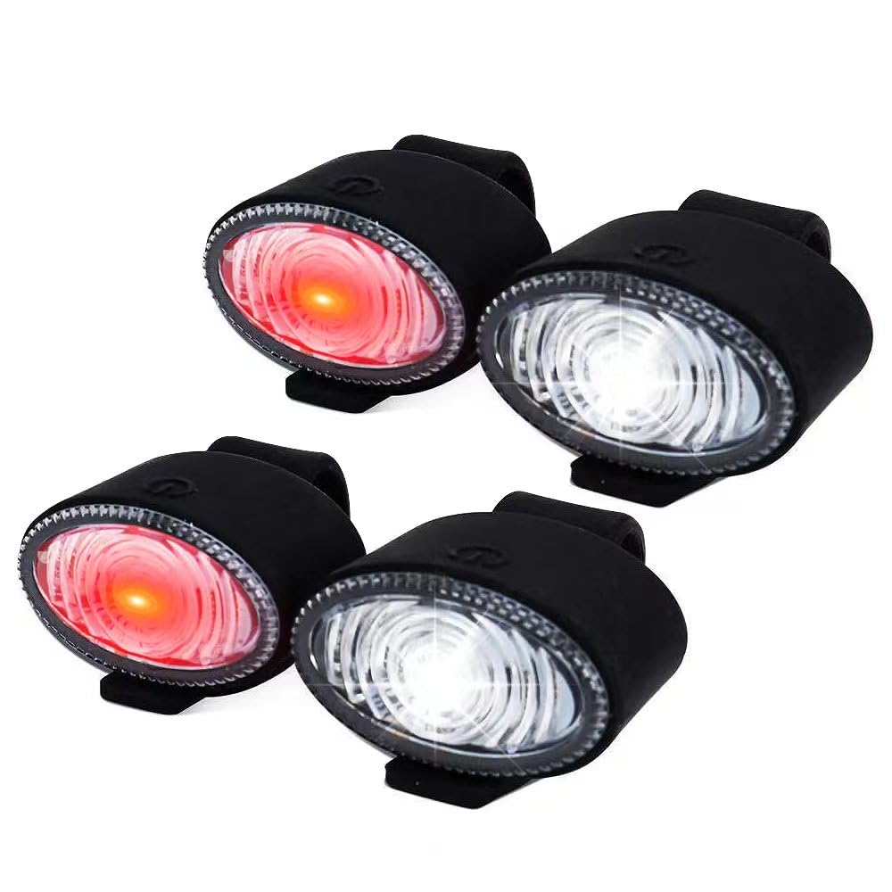 Lot de 2 phares de vélo rechargeables par USB (avant et arrière), étanches IP44 avec 3 modes d'éclairage, luminosité 6500 K, phare et feu arrière pour vélo de route et de montagne