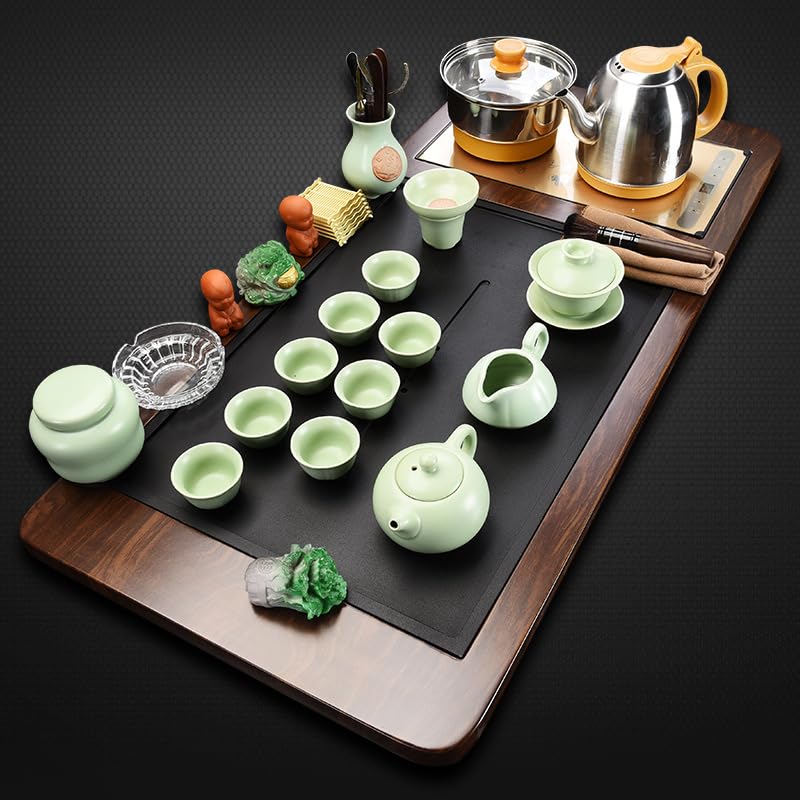 Amazon.com: 客厅功夫茶具整套全自动上水一体功夫泡茶台烧水壶茶盘简约