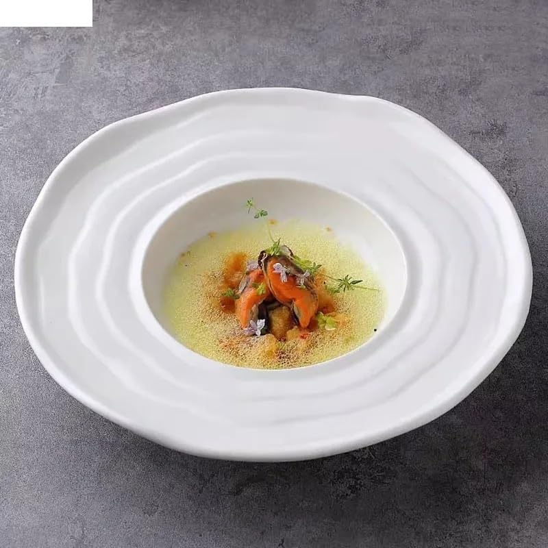Assiette Assiette à dîner en céramique, Texture ondulée irrégulière, assiette à dîner en céramique, Restaurant, assiette à soupe épaisse créative, assiette à pâtes, assiette à Dessert, vaisselle Vaiss