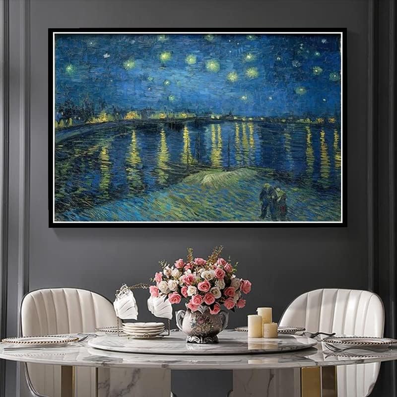 Miniatura 3 de Pintura por números para adultos Noche estrellada sobre el Ródano Pintura por Vincent Van Gogh Pintura DIY Pintura por Números Kits sobre lienzo